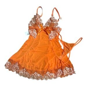 Orange Lace-Trim Chemise Nightdress - 4 nightdresses bundle